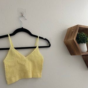yellow ruched crop top